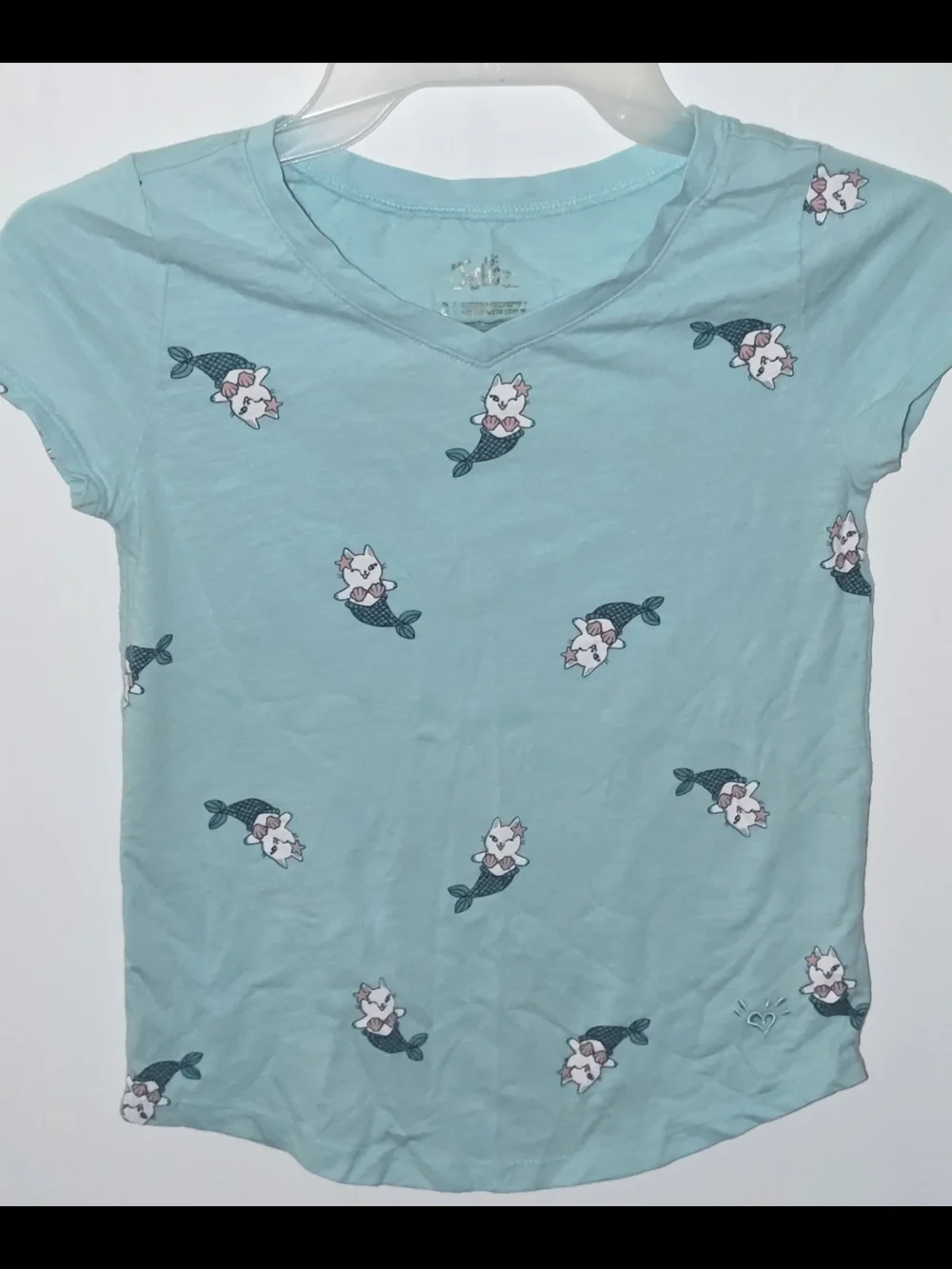 Justice Girls Light Blue Mermaid Cat Tee